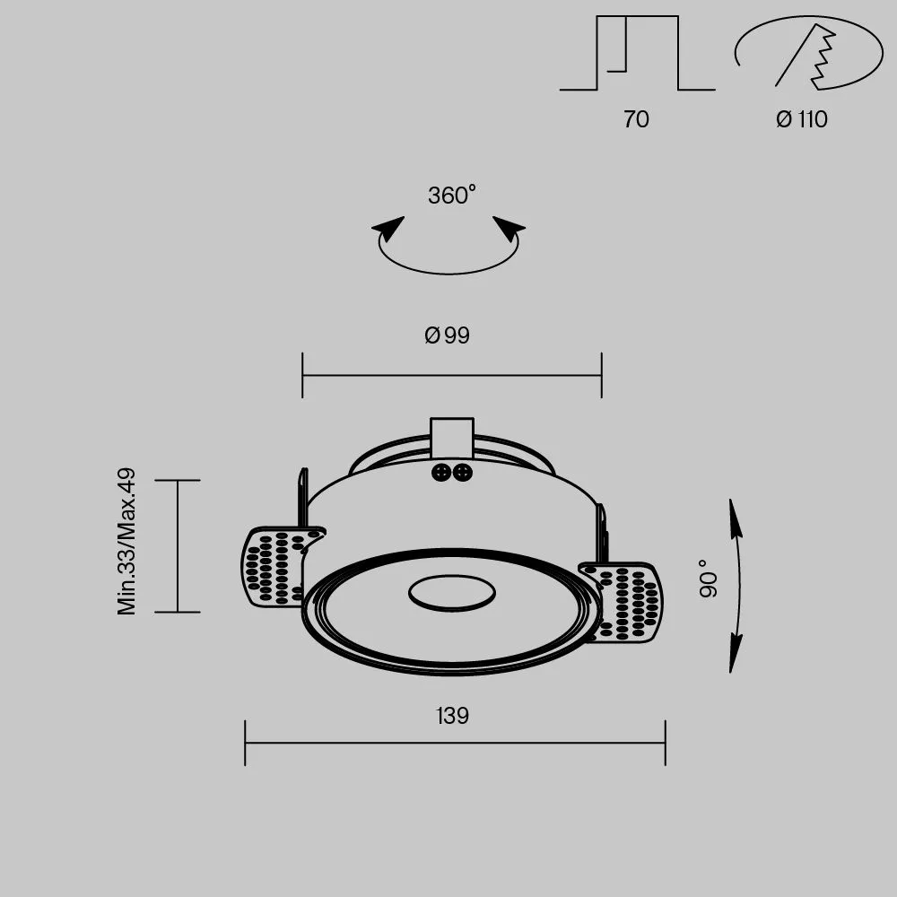 картинка Встраиваемый светильник Technical DL060-9W3-4-6K-TRS-B