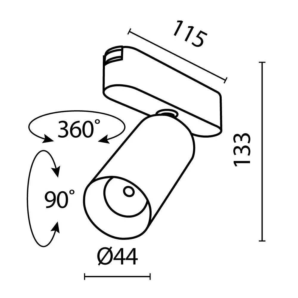 картинка Трековый светильник Technical TR103-1-12W3K-M-B