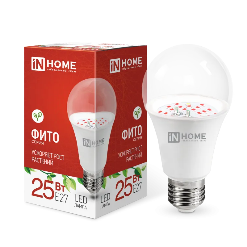 картинка Лампа светодиодная LED-A65 STD-ФИТО красно-синий спектр 25Вт 230В Е27 IN HOME