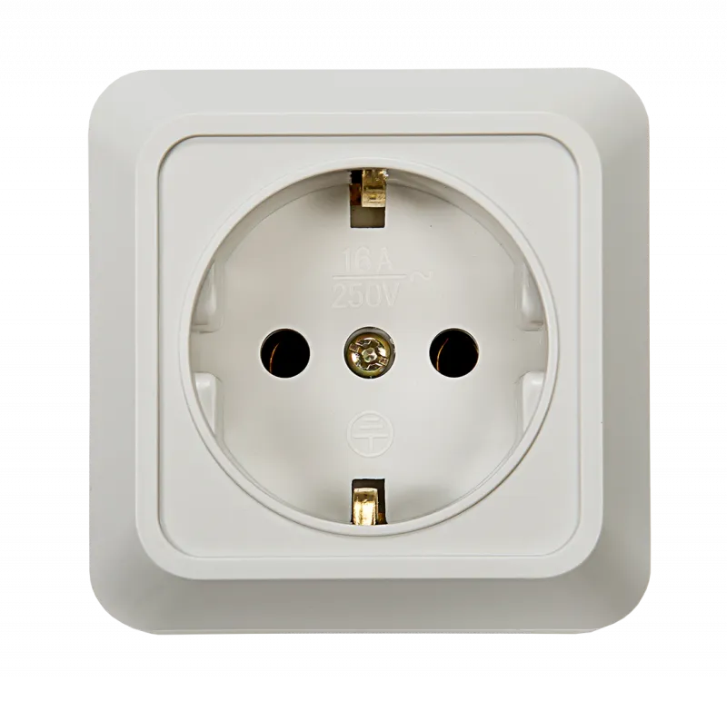 картинка Розетка одинарная с заземлением BOLLETO белая накладная 7028 IN HOME