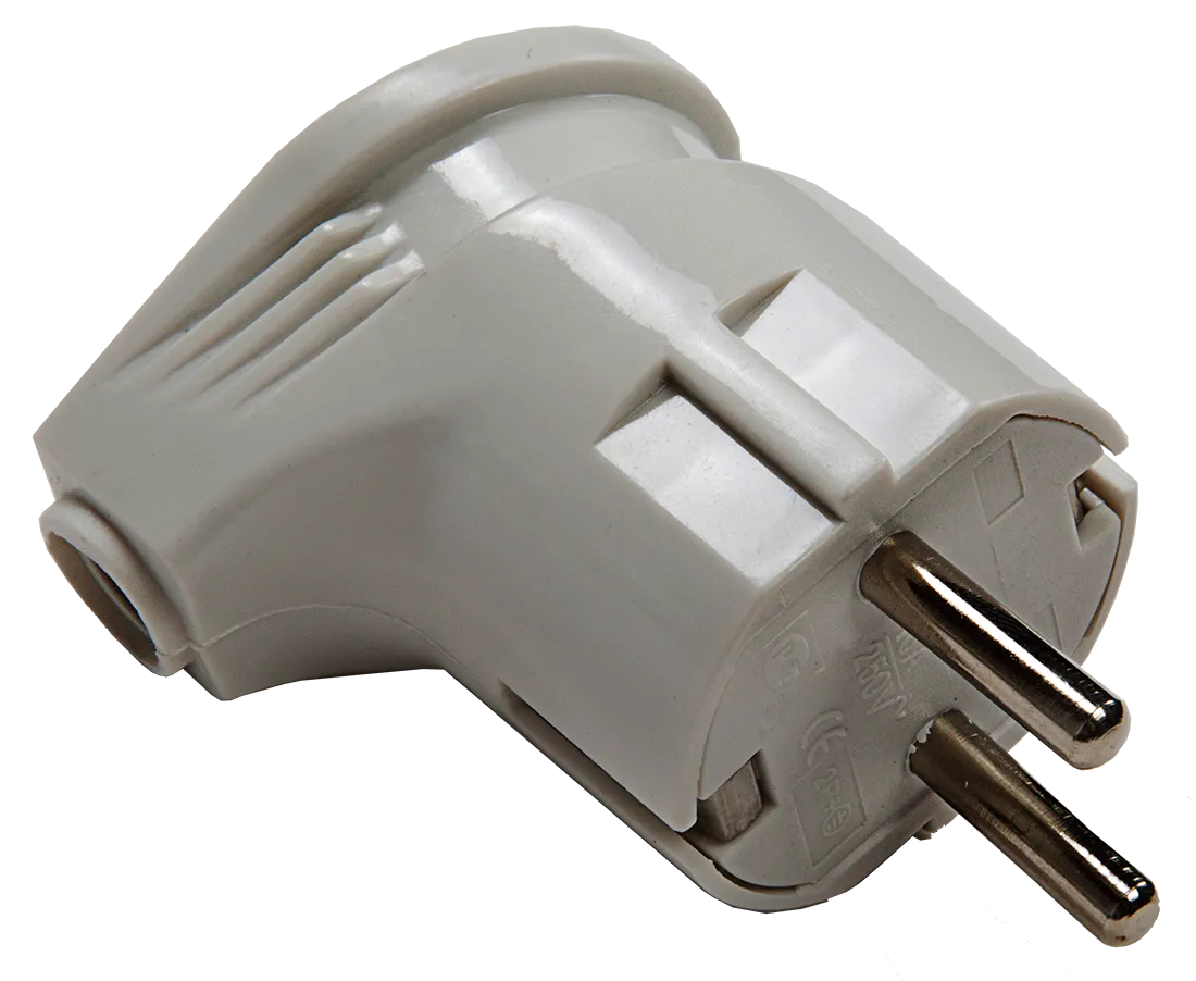 картинка Вилка угловая с заземлением 16А белая 4110 IN HOME