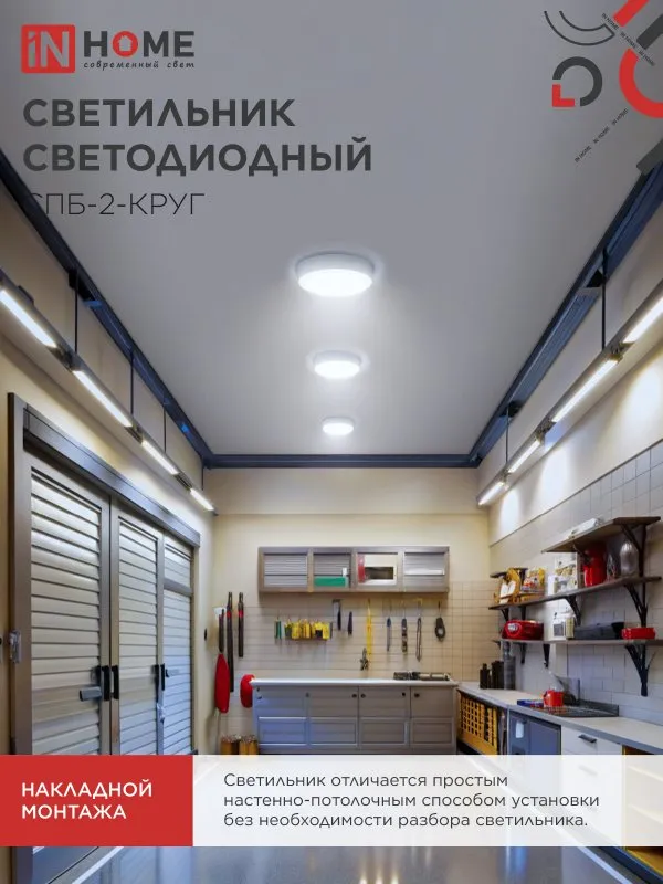 картинка Светильник светодиодный СПБ-2-КРУГ 24Вт 230В 6500К 1700Лм 310мм белый IN HOME