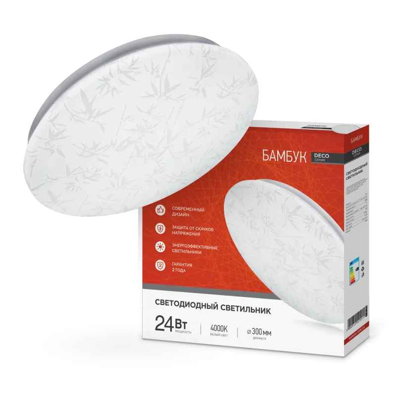 картинка Светильник светодиодный серии DECO БАМБУК 24Вт 230В 4000К 2160Лм 330х55мм IN HOME