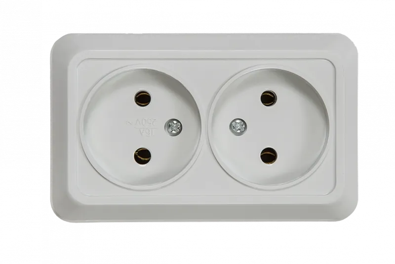 картинка Розетка двойная BOLLETO белая накладная 7102 IN HOME