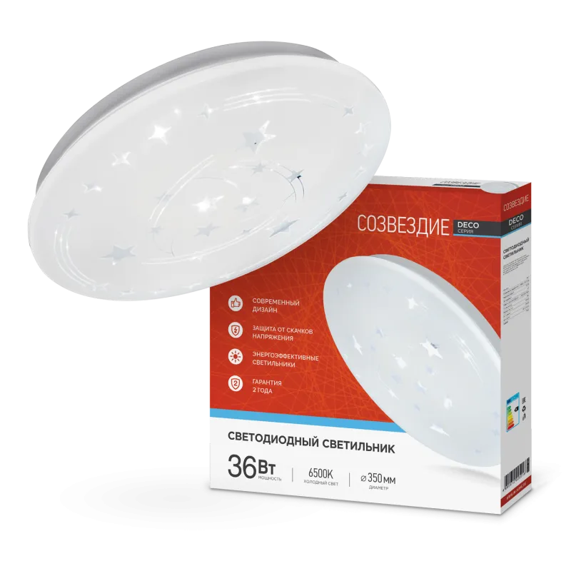 картинка Светильник светодиодный серии DECO СОЗВЕЗДИЕ 36Вт 230В 6500К 3240Лм 380х55мм IN HOME