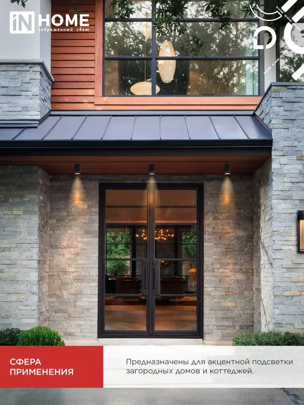 картинка Светильник уличный потолочный ПБУ ЦИЛИНДР-1xА60-NL-BL с подсветкой черный IP54 IN HOME