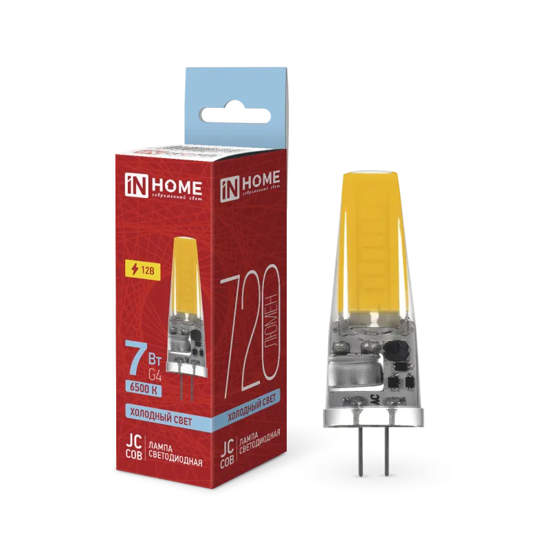 картинка Лампа светодиодная LED-JC-COB 7Вт 12В G4 6500К 720Лм IN HOME