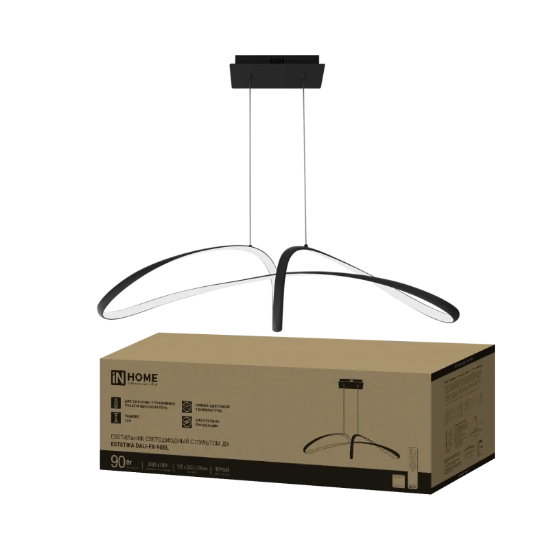 картинка Светильник светодиодный ESTETIKA DALI-FX-90BL 90Вт 230В 3000-6500K 920х245x230мм 1.2м трос ДУ черный IN HOME