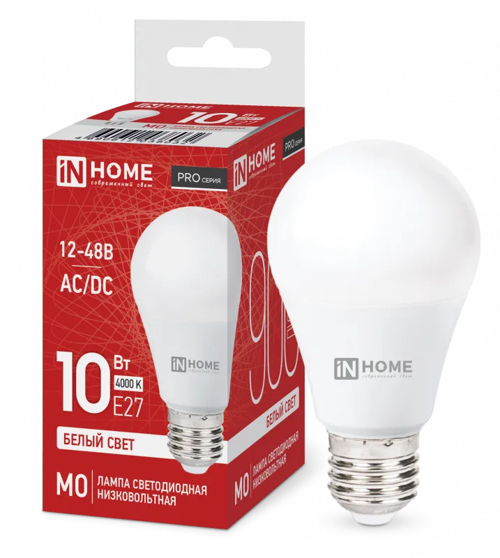 картинка Лампа светодиодная низковольтная LED-MO-PRO 10Вт 12-48В Е27 4000К 900Лм IN HOME