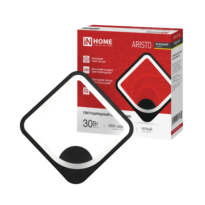 картинка Светильник светодиодный ELEGANT ARISTO-BL 30Вт 230В 3000-6500K 2400Лм STEP COLOR черный IN HOME