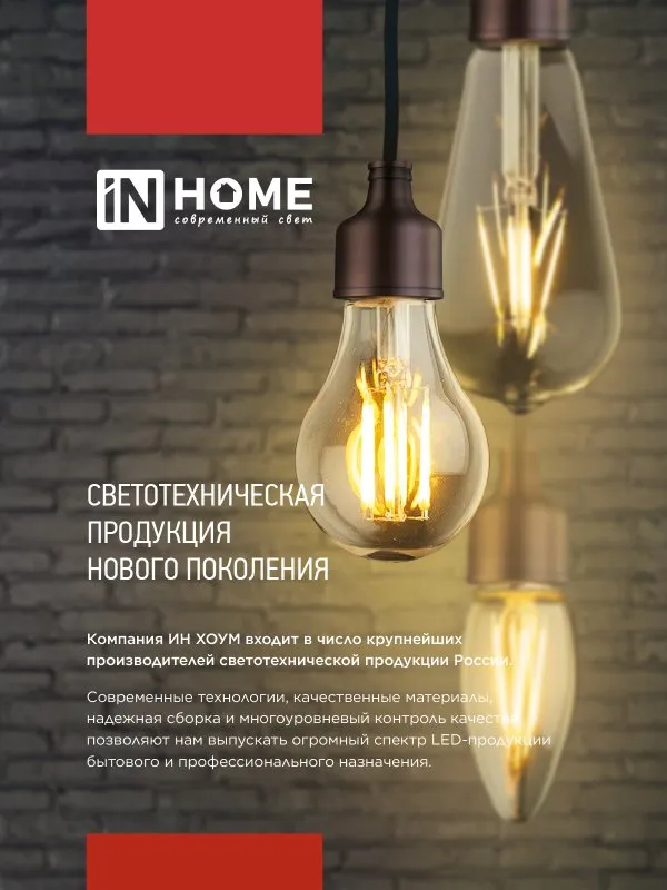 картинка Лампа светодиодная LED-СВЕЧА-deco 12Вт 230В Е14 3000К 1350Лм прозрачная IN HOME