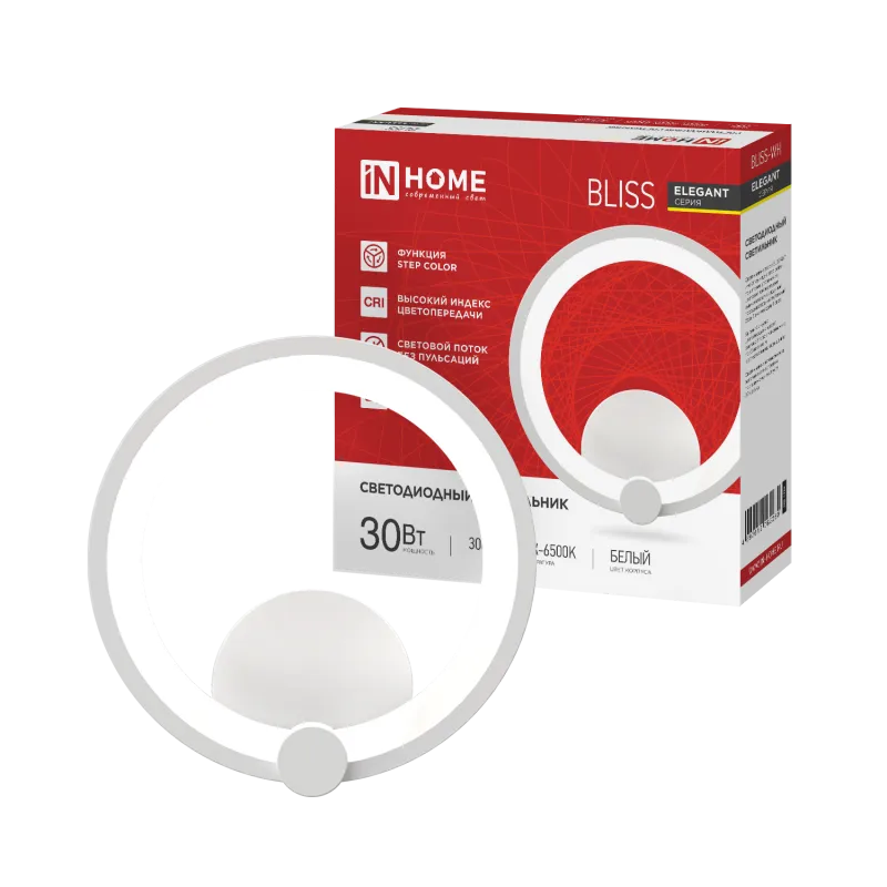 картинка Светильник светодиодный ELEGANT BLISS-WH 30Вт 230В 3000-6500K 2400Лм STEP COLOR белый IN HOME