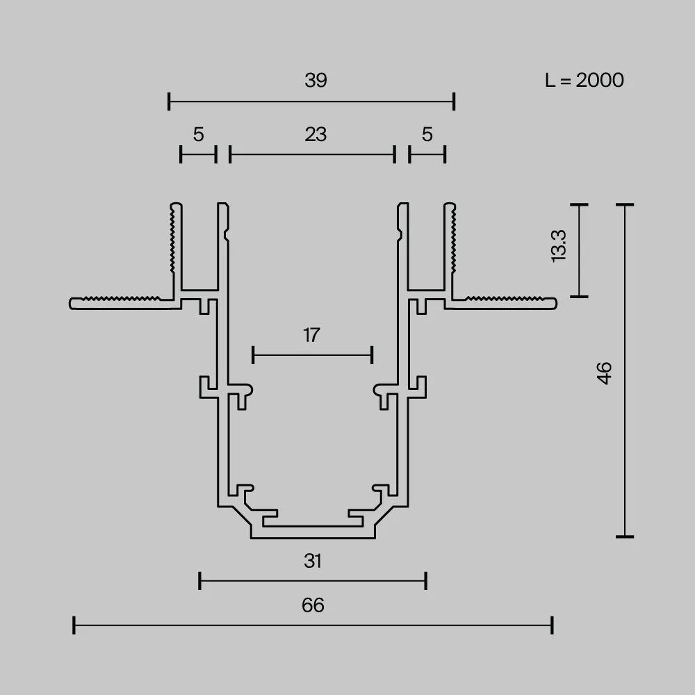 картинка Шинопровод встраиваемый Technical TRX034LS-222B