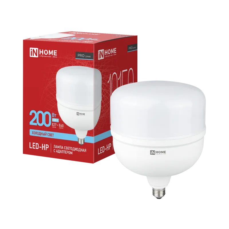 картинка Лампа светодиодная LED-HP-PRO 200Вт 230В E27 с адаптером Е40 6500К 19150Лм IN HOME