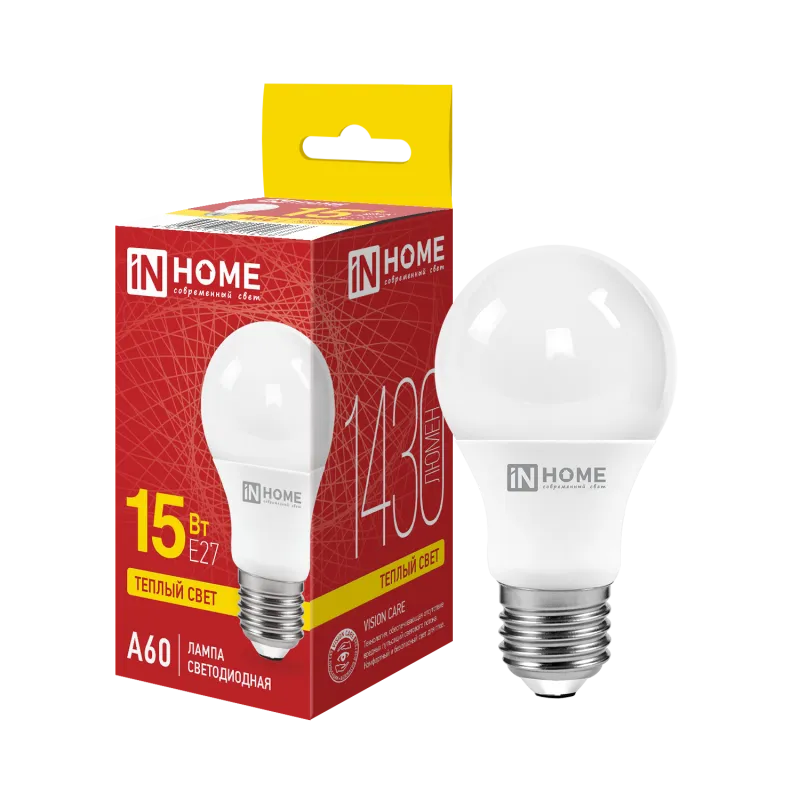 картинка Лампа светодиодная LED-A60-VC 15Вт 230В Е27 3000К 1430Лм IN HOME