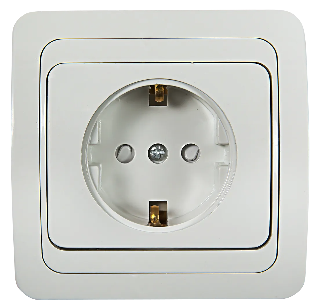 картинка Розетка одинарная с заземлением со шторкой CLASSICO белая 2028x IN HOME