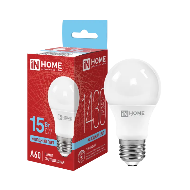 картинка Лампа светодиодная LED-A60-VC 15Вт 230В Е27 6500К 1430Лм IN HOME