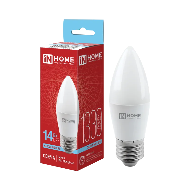 картинка Лампа светодиодная LED-СВЕЧА-VC 14Вт 230В E27 6500K 1330Лм IN HOME