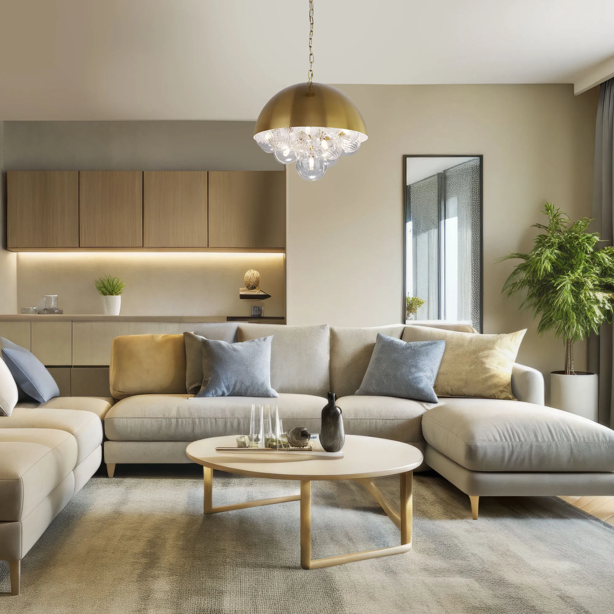 картинка Подвесной светильник со стеклянными плафонами 30177 латунь