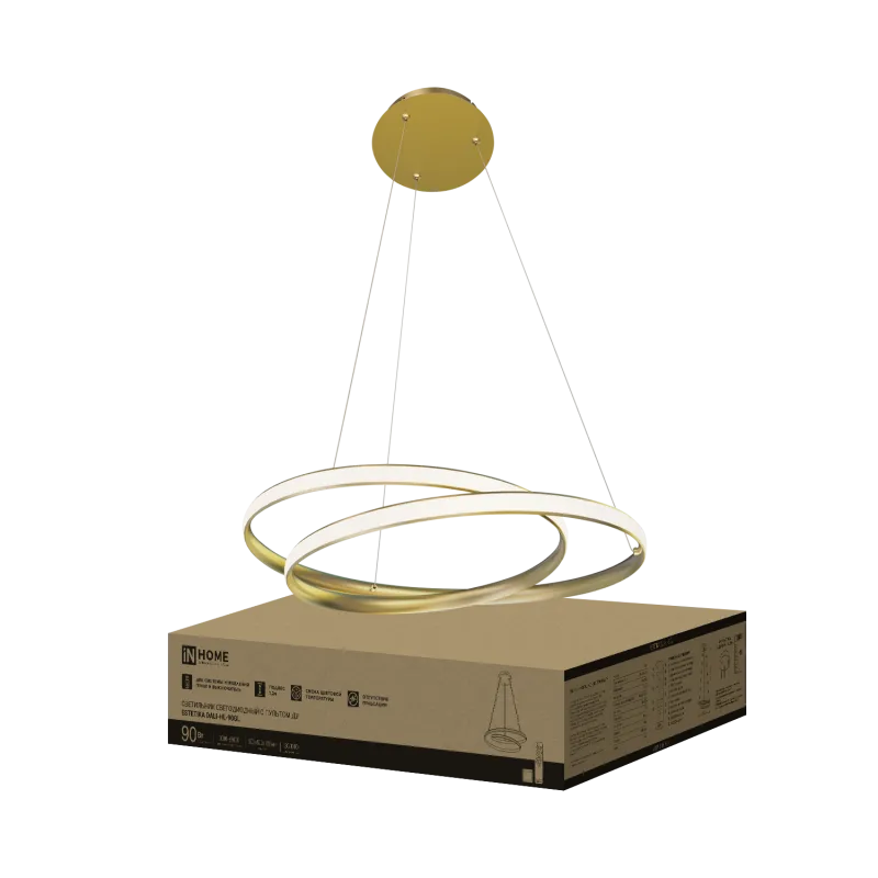 картинка Светильник светодиодный ESTETIKA DALI-HL-90GL 90Вт 230В 3000-6500K 500х500x120мм 1.2м трос ДУ золото IN HOME