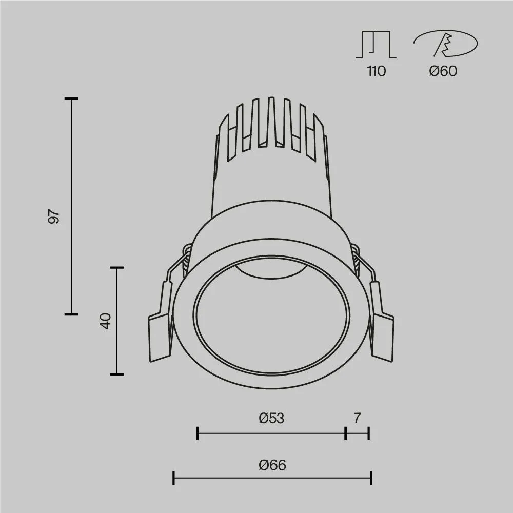 картинка Встраиваемый светильник Technical DL116-10W-4K-B