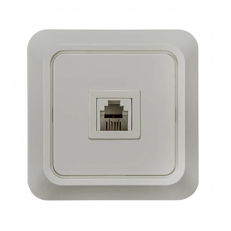 картинка Розетка телефонная BOLLETO белая накладная 7034 IN HOME