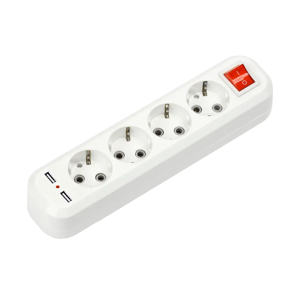 картинка Колодка УЗВ-4USB-GRAND четырехместная с выключателем и заземлением, 2хUSB 5340 IN HOME