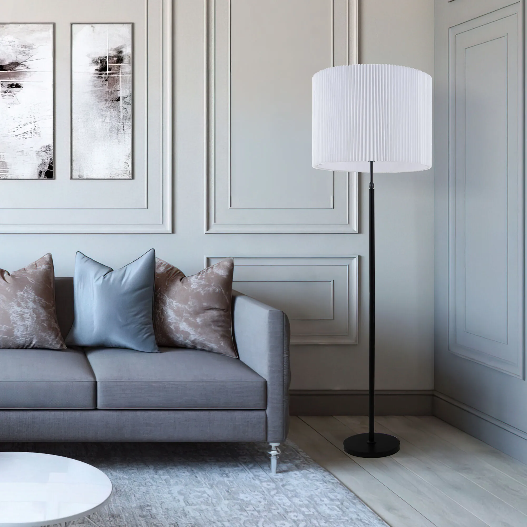 картинка Напольный светильник с тканевым абажуром 01163/1 черный