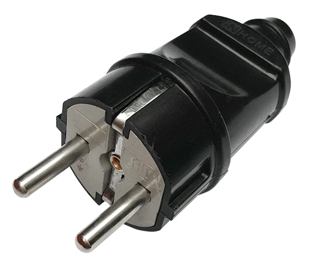 картинка Вилка прямая с заземлением 16А черная 4240 IN HOME