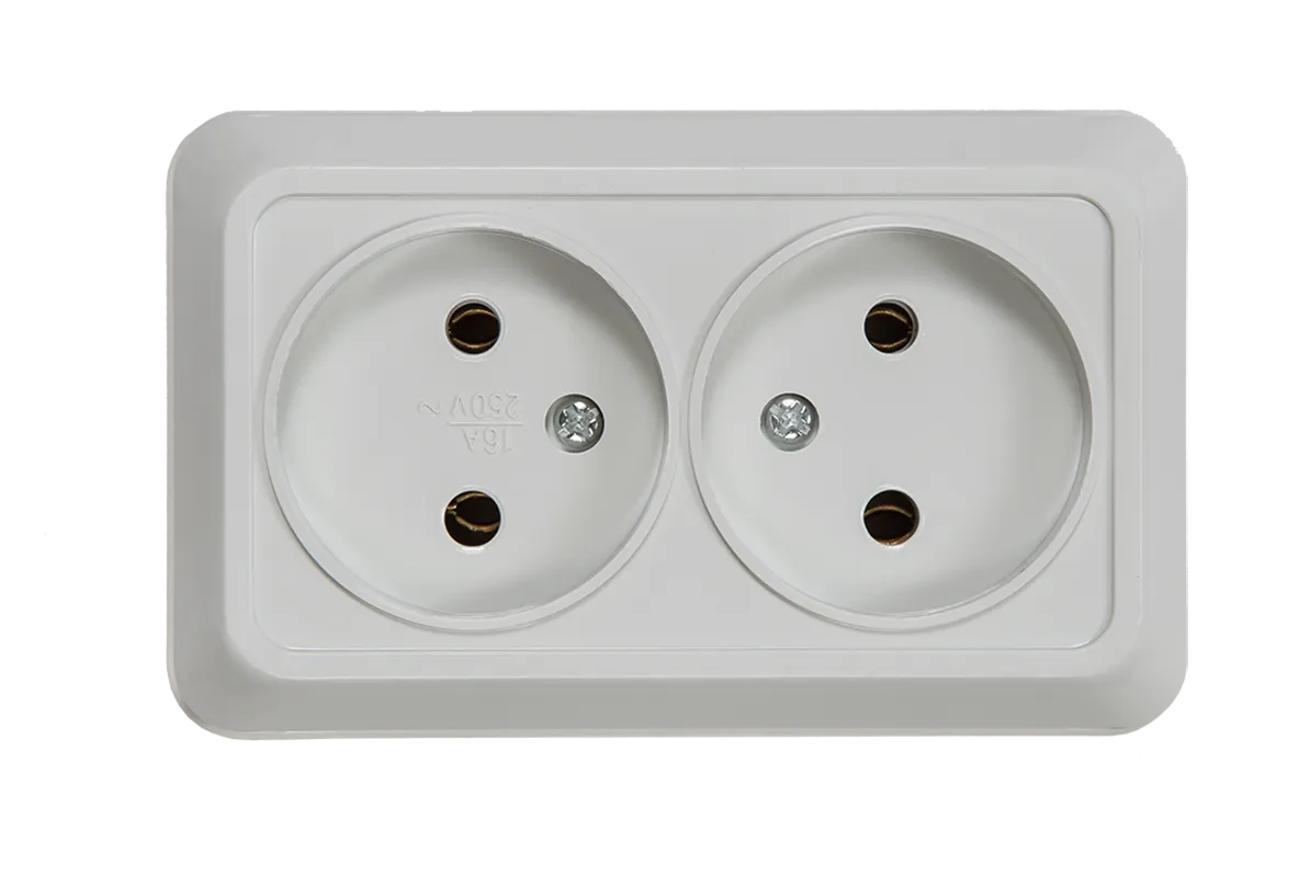 картинка Розетка двойная BOLLETO белая накладная 7102 IN HOME