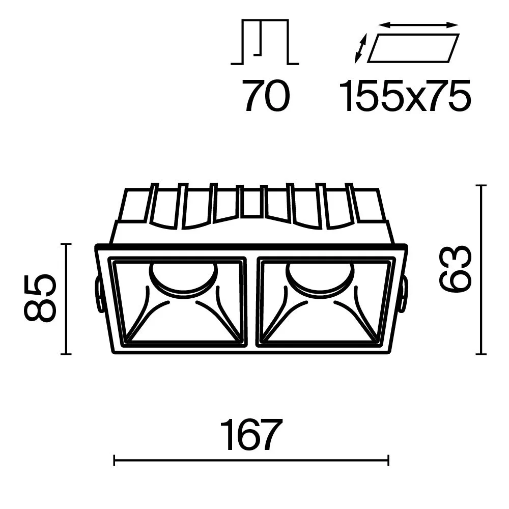 картинка Встраиваемый светильник Technical DL043-02-15W4K-D-SQ-WB