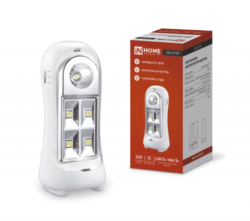 картинка Светильник светодиодный аварийный СБА 2215DC 4+1LED 600mAh lithium battery DC IN HOME