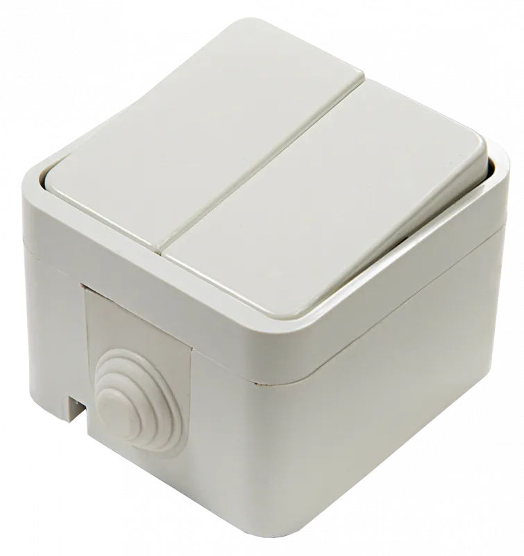 картинка Выключатель двухклавишный AQUA белый полугерметичный 3200 IN HOME