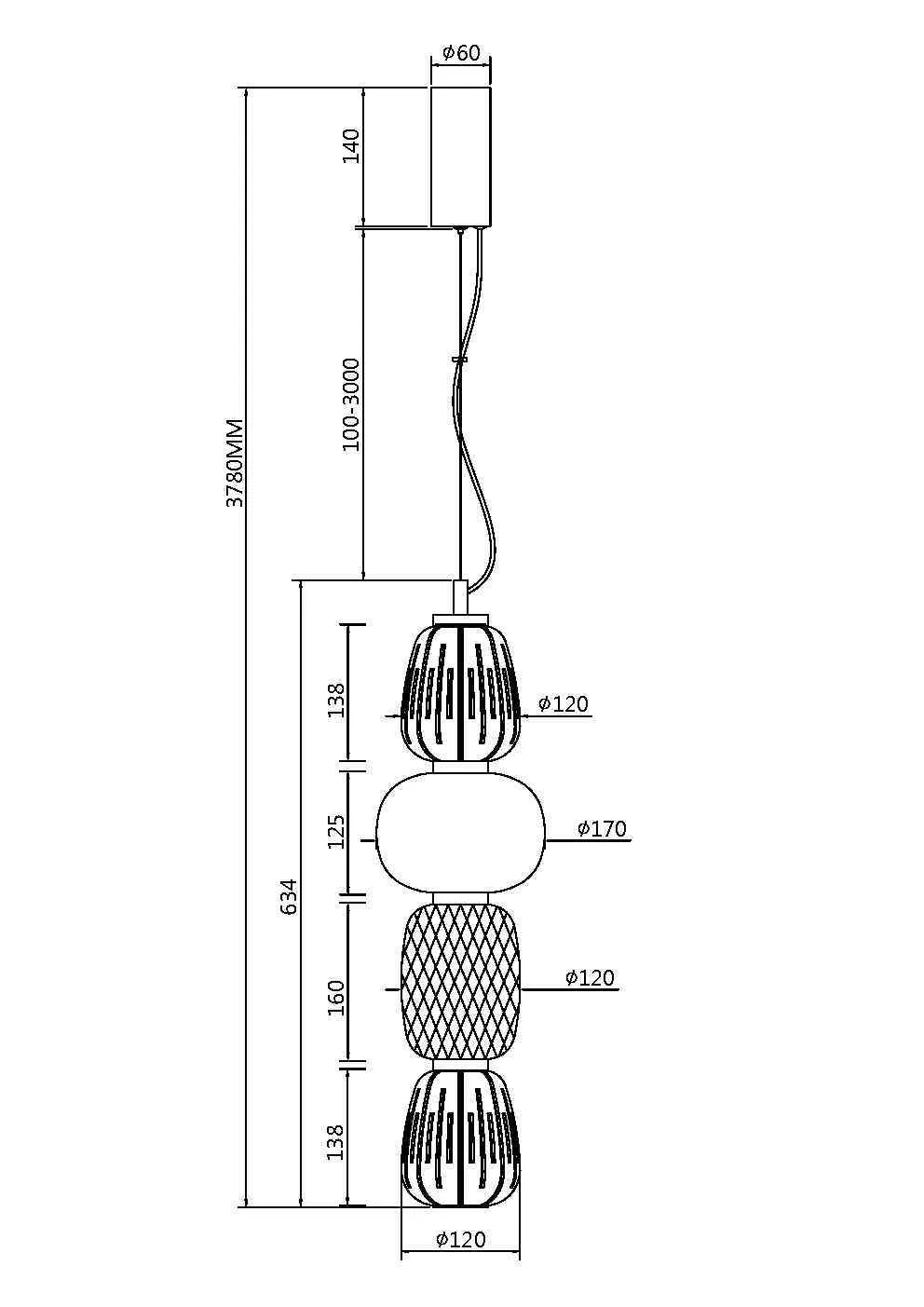 картинка Подвесной светильник Maytoni MOD267PL-L32CH3K