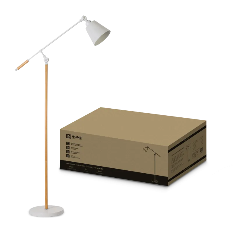 картинка Светильник напольный под лампу ТНО 01К-Е27Б 230В белый плафон, белый корпус IN HOME