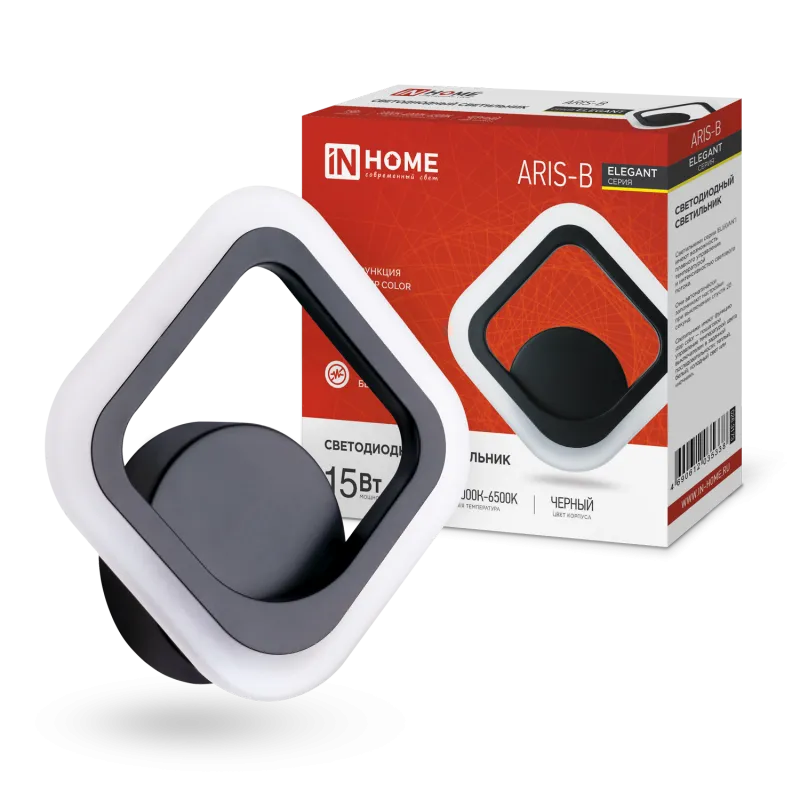 картинка Светильник светодиодный ELEGANT ARIS-B 15Вт 230В 3000-6500K 1200Лм STEP COLOR черный IN HOME