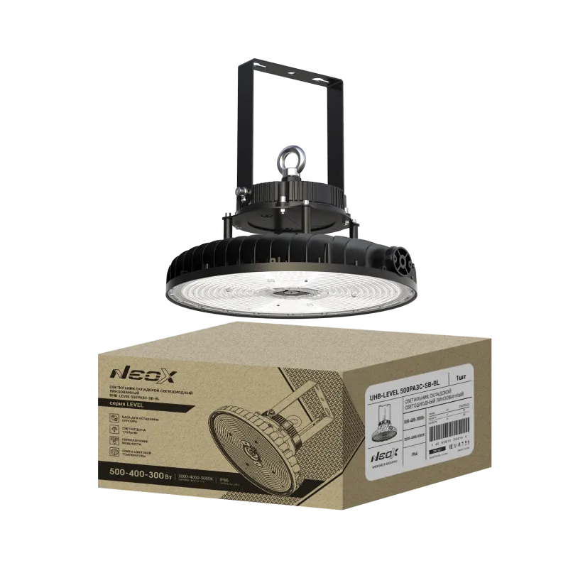 картинка Светильник складской светодиодный UHB-LEVEL 500PA3C-SB-BL 500/400/300Вт 100-277В 175Лм/Вт 3CCT 5лет IP69K NEOX