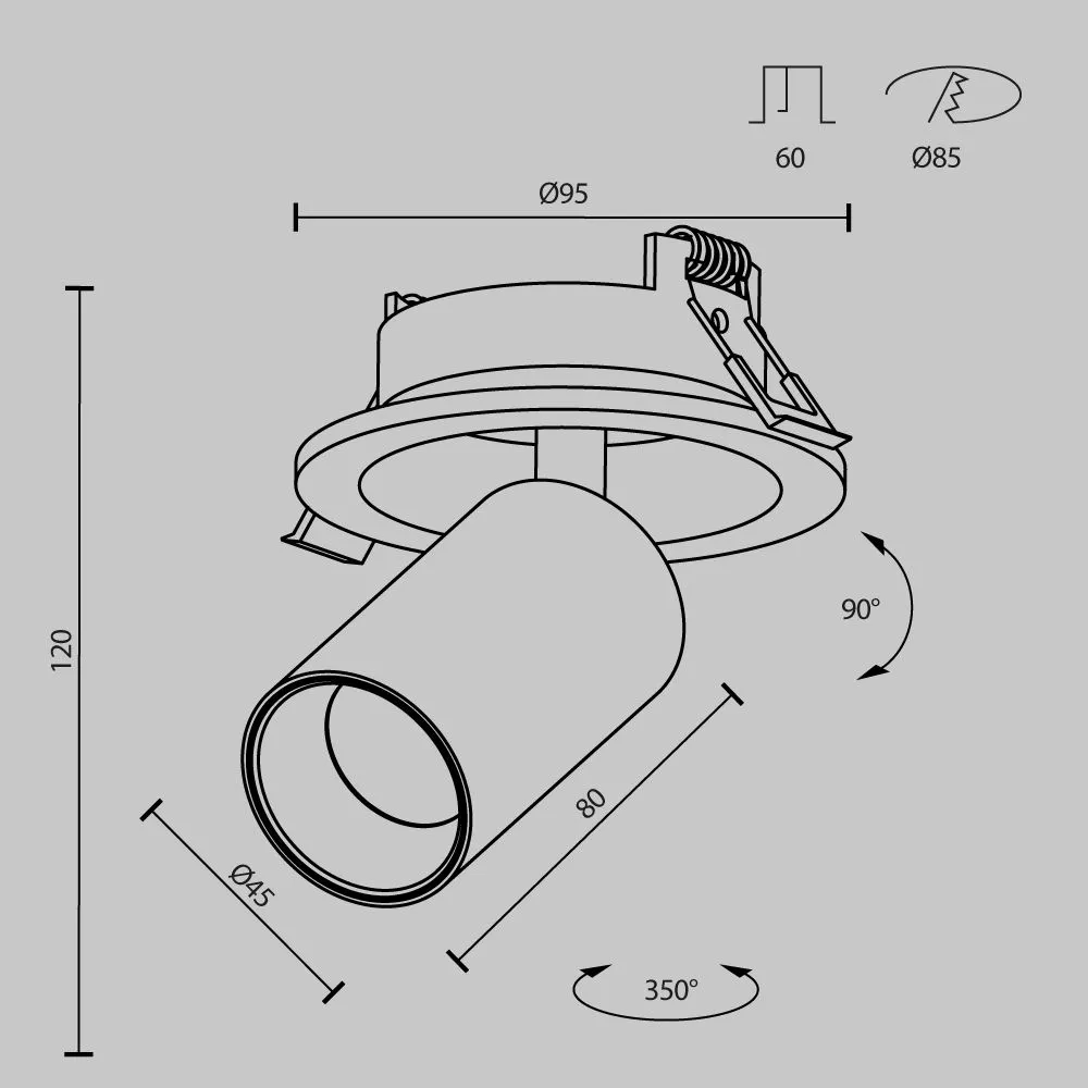картинка Встраиваемый светильник Technical C071CL-7W4K-B