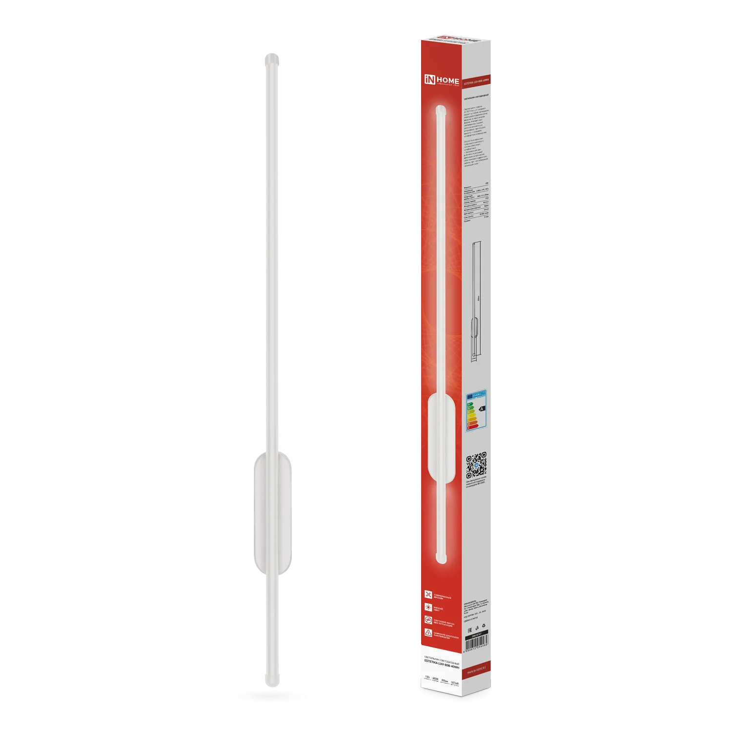 картинка Светильник светодиодный ESTETIKA LUV-80B-40WH 15Вт 230В 4000K 1050Лм 800х50x25 белый IN HOME