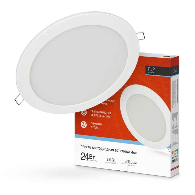 картинка Панель светодиодная встраиваемая круглая RLP 24Вт 230В 6500К 1440Лм 300мм белая IP40 IN HOME