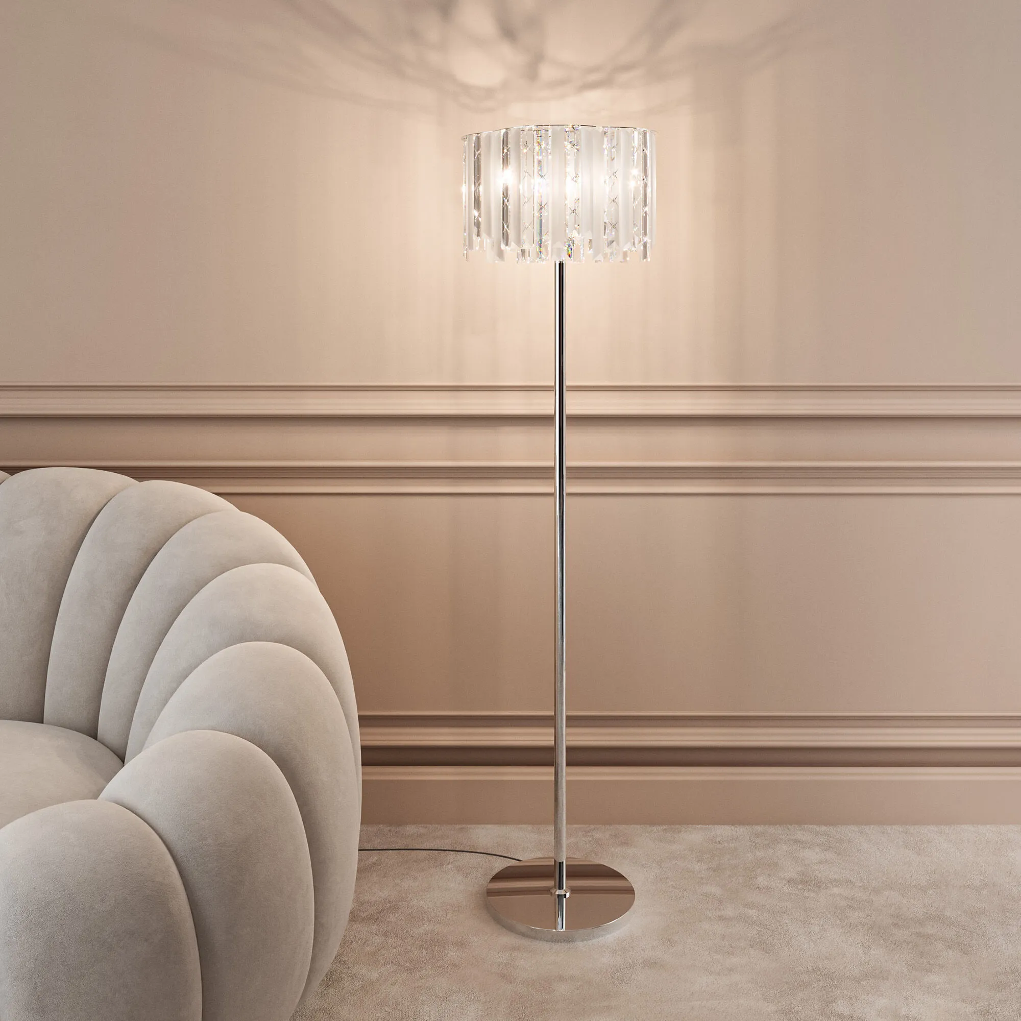 картинка Напольный светильник с хрусталем 109011 хром