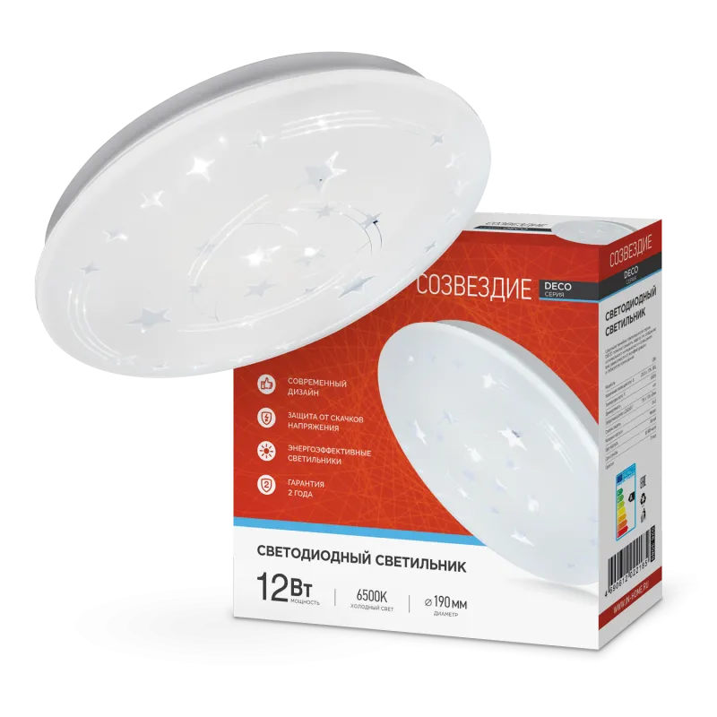 картинка Светильник светодиодный серии DECO СОЗВЕЗДИЕ 12Вт 230В 6500К 1080Лм 210х65мм IN HOME