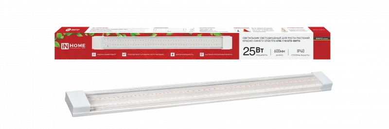 картинка Светильник светодиодный СПБ-110 STD-ФИТО красно-синий спектр 25Вт 600мм IP40 IN HOME