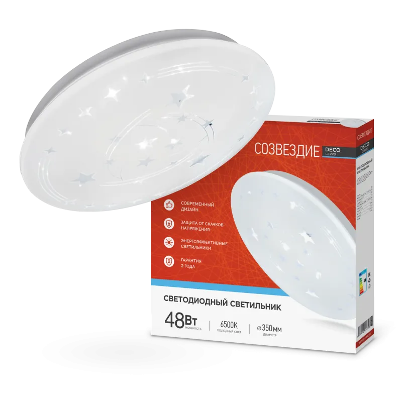 картинка Светильник светодиодный серии DECO СОЗВЕЗДИЕ 48Вт 230В 6500К 4320Лм 380х55мм IN HOME