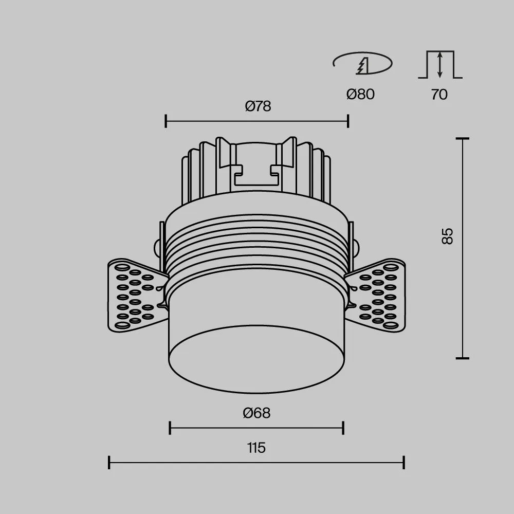 картинка Встраиваемый светильник Technical DL065-12W3K-TRS-W