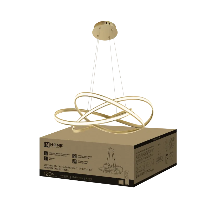 картинка Светильник светодиодный ESTETIKA DALI-HL-120GL 120Вт 230В 3000-6500K 600х490x170мм 1.2м трос ДУ золото IN HOME