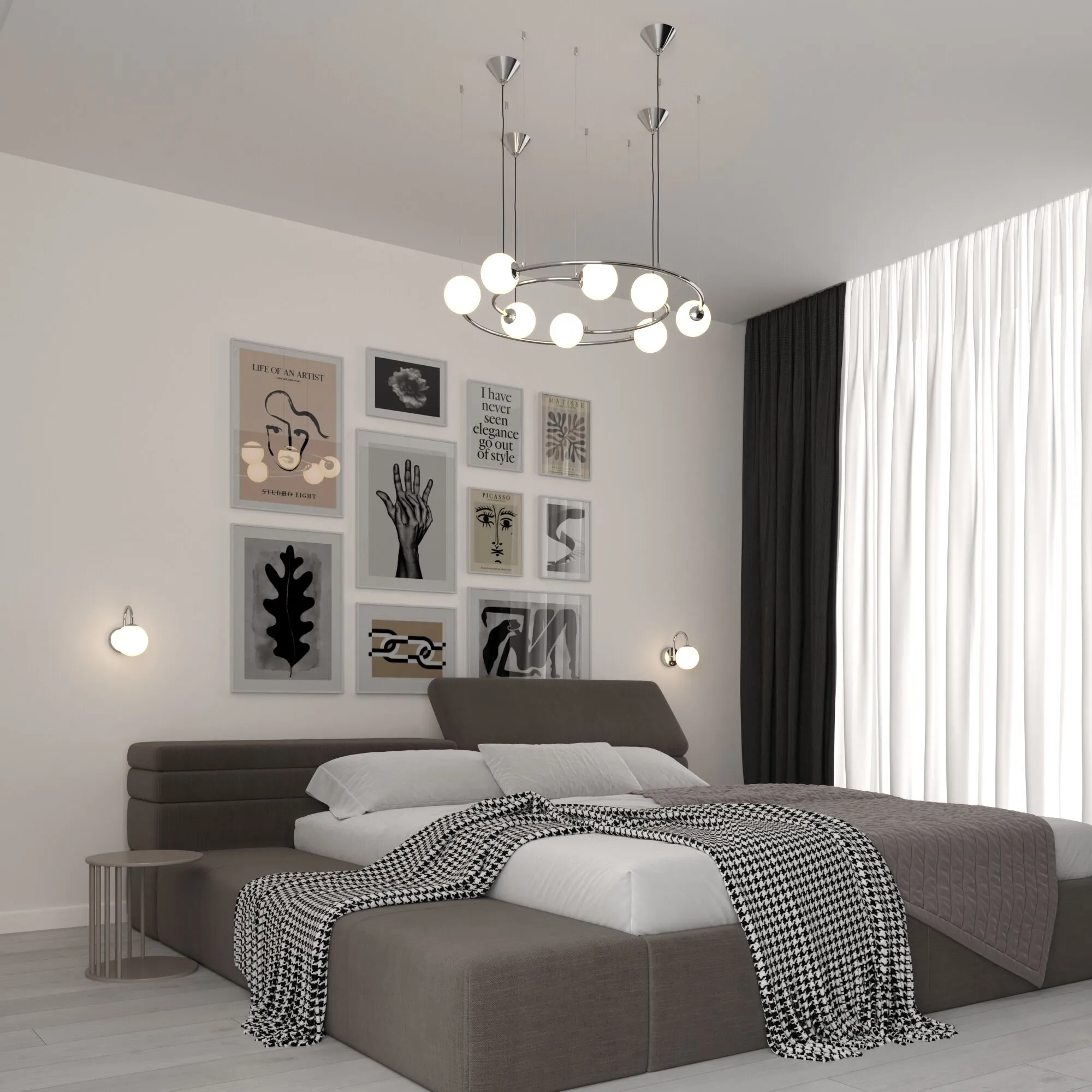 картинка Подвесной светильник со стеклянными плафонами 360/8 хром