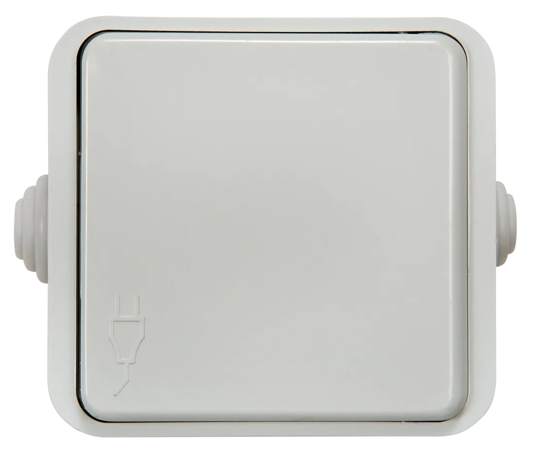 картинка Розетка одинарная с крышкой AQUA белая полугерметичная 3110 IN HOME