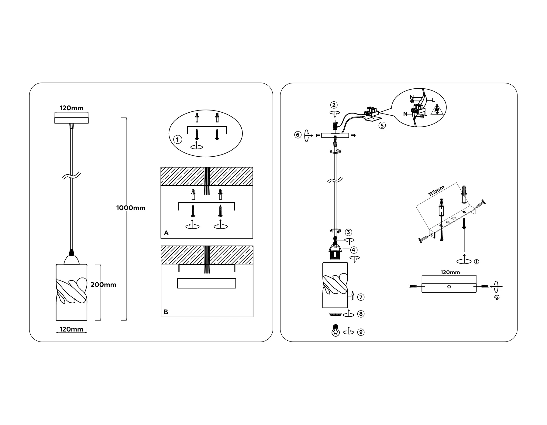 картинка Светильник подвесной со стеклянным плафоном