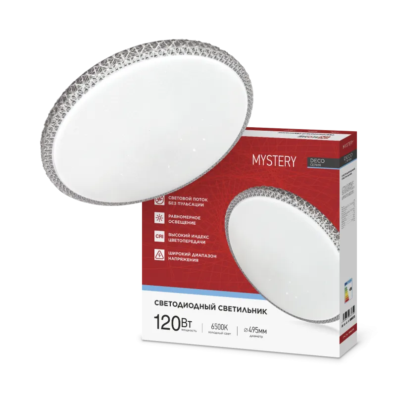 картинка Светильник светодиодный серии DECO MYSTERY 120Вт 230В 6500К 12600Лм 500х73мм IN HOME